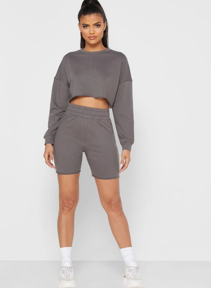 Missguided Cycling Shorts & Sweater Set Co Ord
