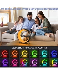 Generic Bedside Table Lamp Desk Night Light with 15W Quick Wireless Charger and Bluetooth Speaker, Desk Lamp with Alarm Clock and 256 RGB Light Modes Bedroom Lamp  - Image 3