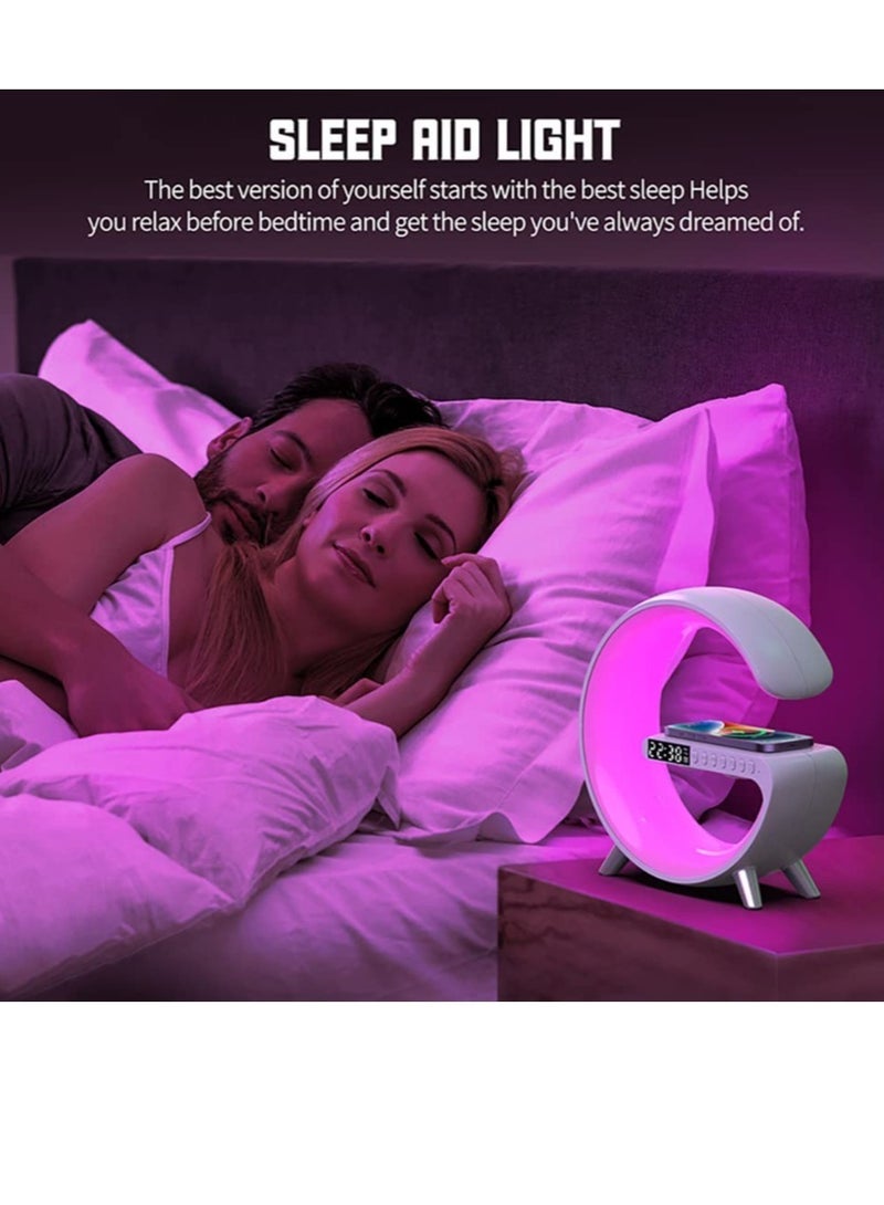 Bedside Table Lamp Desk Night Light with 15W Quick Wireless Charger and Bluetooth Speaker, Desk Lamp with Alarm Clock and 256 RGB Light Modes Bedroom Lamp - Image 5