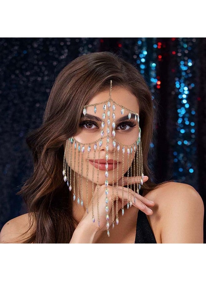 Orville Peck Mask INS Fashion Multilayer Rhinestone Cross Fringe