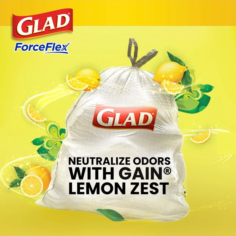 Glad ForceFlex Tall Kitchen Trash Bags, 13 Gallon, Gain Lemon Zest, 40 Count (Package May Vary) - Image 2