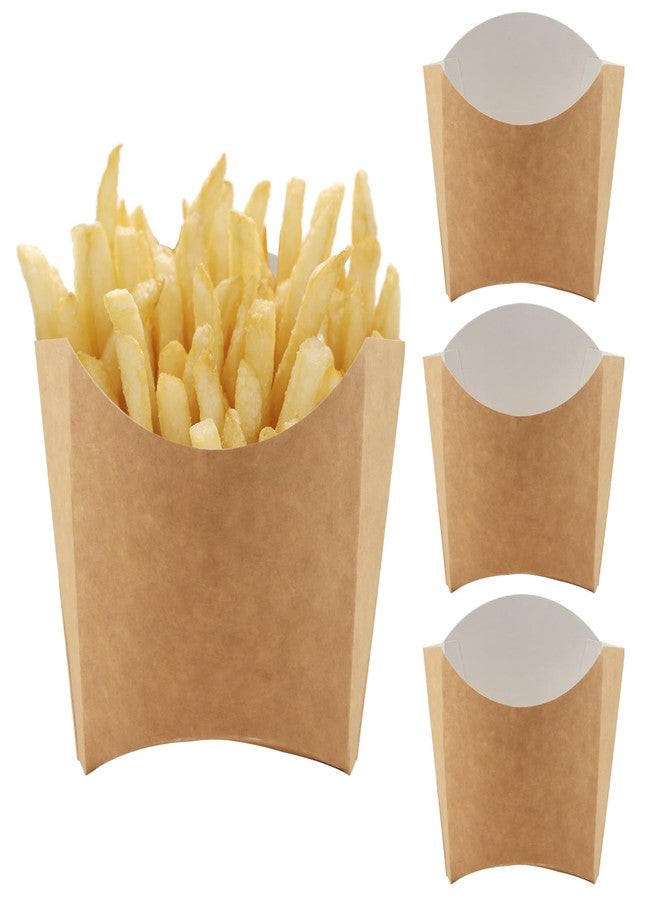 HOIGON 100 Pack 5.5 oz French Fry Holder Bulk, Brown Paper Stand Up French Fries Containers, Disposable Snack Cups French Fry Box for Onion Rings, Popcorn - Image 1