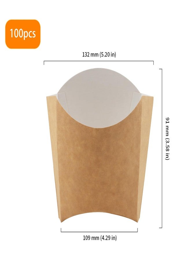 HOIGON 100 Pack 5.5 oz French Fry Holder Bulk, Brown Paper Stand Up French Fries Containers, Disposable Snack Cups French Fry Box for Onion Rings, Popcorn - Image 2