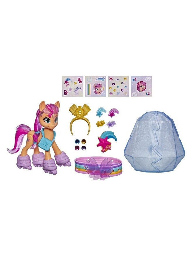 my little Pony My Little Pony: A New Generation Movie Crystal Adventure Sunny Starscout - 3-Inch Orange Pony Toy, Surprise Accessories, Bracelet (Accessory Colors May Vary)  - Image 1