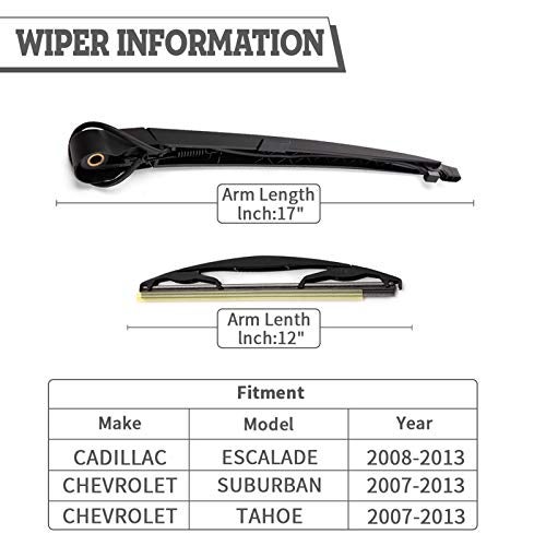 HODEE Rear Wiper Arm Blade Nut Set Replacement for Chevrolet Chevy Tahoe Suburban 2007-2014, GMC Yukon denali XL,Cadillac Escalade,Rear Wiper Cover Accessories Assembly,Back Windshield Window Cap - Image 2