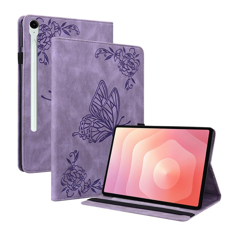 For Samsung Galaxy Tab S11 erfly Flower Embossed Leather Tablet Case(Purple) - Image 1