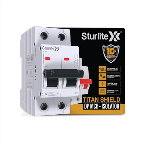 Sturlite Titan Shield 10A Double Pole MCB| Overload & Surge Protection| 10-Year Warranty| Durable Polycarbonate Housing| C-Curve Tripping| 10A Breaking Capacity - Image 1