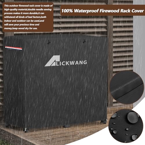 Alickwang 34Inch Firewood Rack Cover,Heavy Duty 600D Waterproof Outdoor Firewood Storage Rack Cover, All Weather Protection Firewood Rack Cover.14 D x 34" W x 31" H.Black(Cover Only) - Image 4