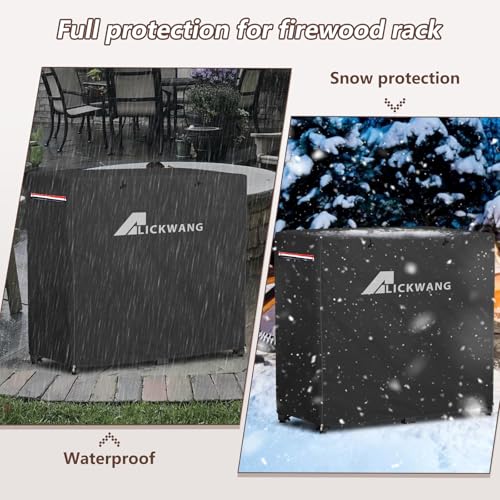 Alickwang 34Inch Firewood Rack Cover,Heavy Duty 600D Waterproof Outdoor Firewood Storage Rack Cover, All Weather Protection Firewood Rack Cover.14 D x 34" W x 31" H.Black(Cover Only) - Image 5