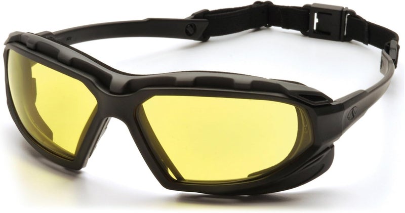 Pyramex Safety Highlander XP Eyewear with Black-Gray Frame and Amber Anti-Fog Lens - Image 1