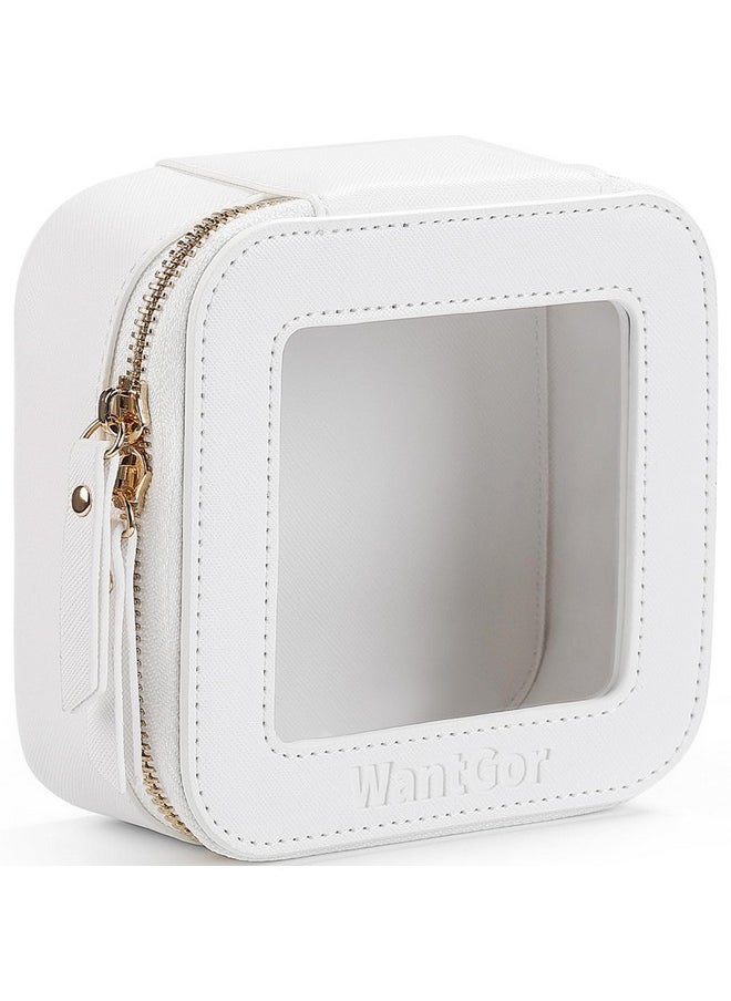 WantGor - Small Cosmetic Bag, Mini Makeup Bag Women Clear Pouch Cosmetics Bags Travel Toiletry Bag Tiny Make Up Organizer Case With Zipper For Purse Backpack (White) - Image 1
