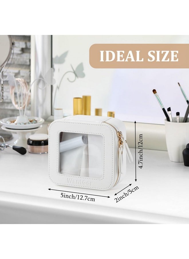 WantGor - Small Cosmetic Bag, Mini Makeup Bag Women Clear Pouch Cosmetics Bags Travel Toiletry Bag Tiny Make Up Organizer Case With Zipper For Purse Backpack (White) - Image 1