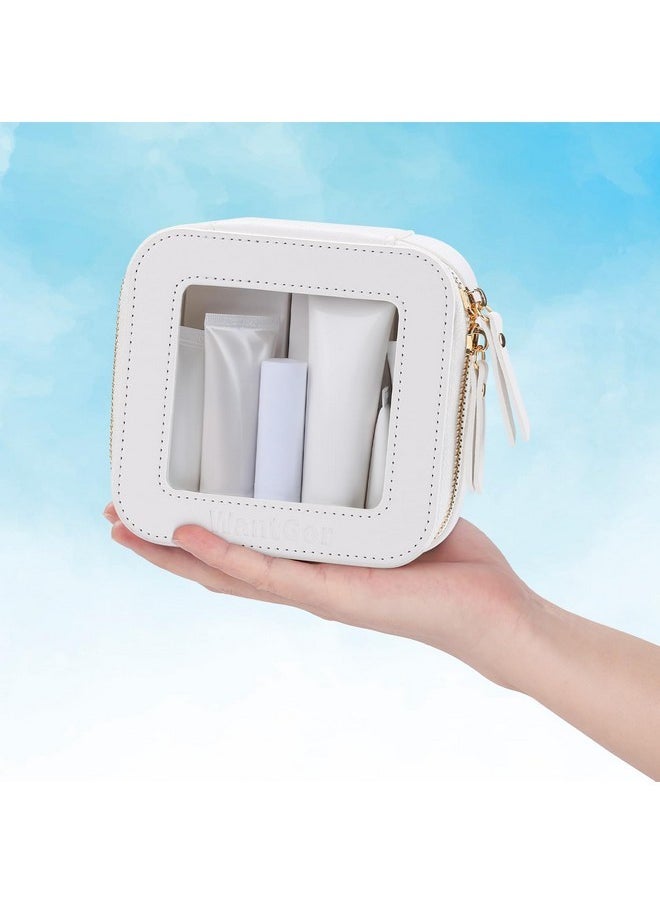 WantGor - Small Cosmetic Bag, Mini Makeup Bag Women Clear Pouch Cosmetics Bags Travel Toiletry Bag Tiny Make Up Organizer Case With Zipper For Purse Backpack (White) - Image 1