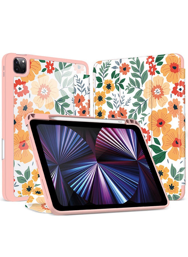 O Ozone - Case for iPad Pro 12.9 2021/2020/2018 Auto Sleep/Wake with Pencil Holder Anti Scratch Soft TPU Floral Protective Shockproof Cover TabletCase Cover - Image 1