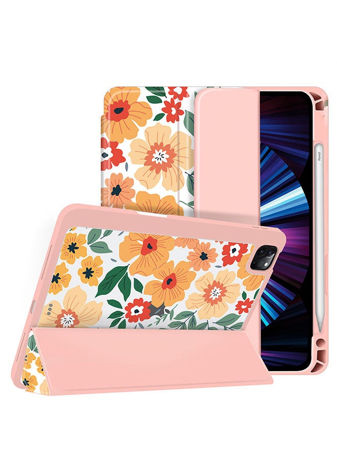 O Ozone - Case for iPad Pro 12.9 2021/2020/2018 Auto Sleep/Wake with Pencil Holder Anti Scratch Soft TPU Floral Protective Shockproof Cover TabletCase Cover - Image 1