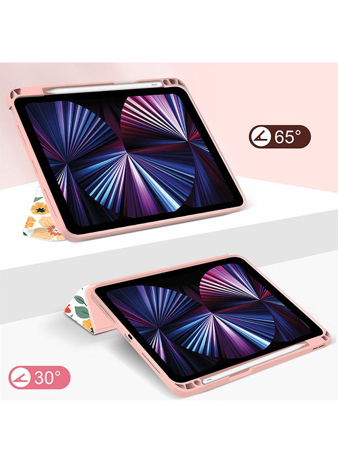 O Ozone - Case for iPad Pro 12.9 2021/2020/2018 Auto Sleep/Wake with Pencil Holder Anti Scratch Soft TPU Floral Protective Shockproof Cover TabletCase Cover - Image 1