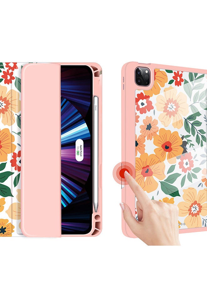 O Ozone - Case for iPad Pro 12.9 2021/2020/2018 Auto Sleep/Wake with Pencil Holder Anti Scratch Soft TPU Floral Protective Shockproof Cover TabletCase Cover - Image 1