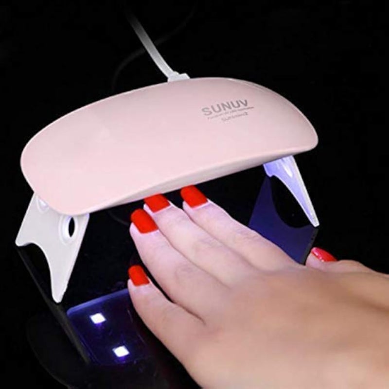 مجفف طلاء الأظافر G.FIDEL SUNmini LED UV، مصباح أظافر صغير قابل للطي، مناسب لجميع أنواع طلاء الأظافر الجل، لون وردي