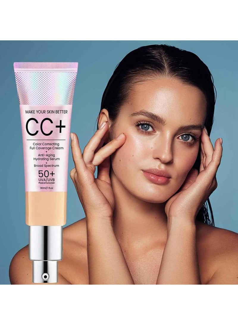 EELHOE Skin CC Cream with SPF 50+ - Skin Tone Correcting and Brightening Cream with Vitamins B5 and E, Full Coverage Foundation Makeup Color Corrector Even Skin Tone - Image 3