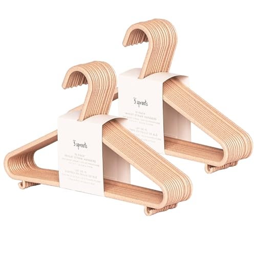 3 Sprouts Wheat Straw Plastic Hangers 30Pack EcoConscious Toddler Hangers for Child Baby Clothes Coats Kid Closet Hanger Ideal for Small Girls Boys Children Kids Speckled Pink - Image 1