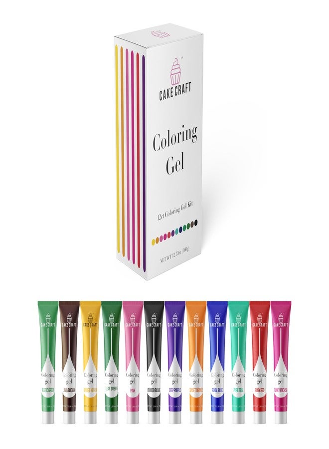 Cake Craft Coloring Gel Kit– 12 Vibrant Colors | Edible Food Coloring for Icing, Fondant, Cake Batter, Cookies & More | Concentrated Formula - Image 1
