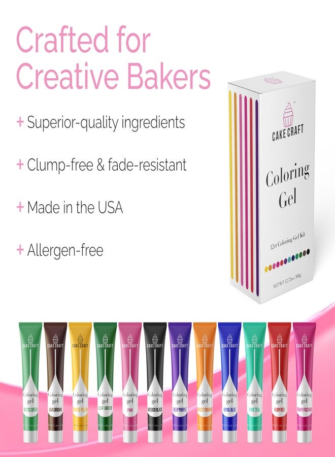 Cake Craft Coloring Gel Kit– 12 Vibrant Colors | Edible Food Coloring for Icing, Fondant, Cake Batter, Cookies & More | Concentrated Formula - Image 4