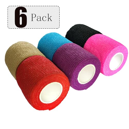 Erewa 6 Pack 2 Inches Self Adhesive Wrap Bandage Self Adherent Cohesive Bandage Tape Stretch Vet Wrap Breathable Athletic Tape for Sports, Wrist, Ankle（Mixed Colors） - Image 4