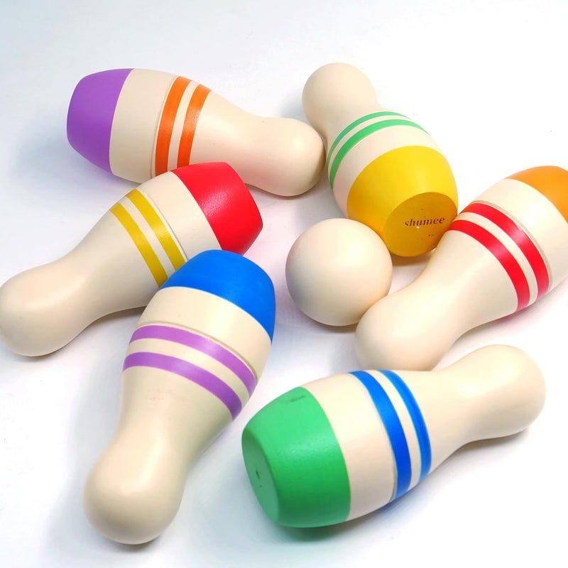 Shumee Montessori Wooden Kids Bowling Set 2+ Years, Eco-Friendly Toddler Bowling Sets with 6 Pins & Ball, Indoor/Outdoor Bowling Set for Kids, Muscle & Brain Development, 100% Child-Safe Toy - Image 2
