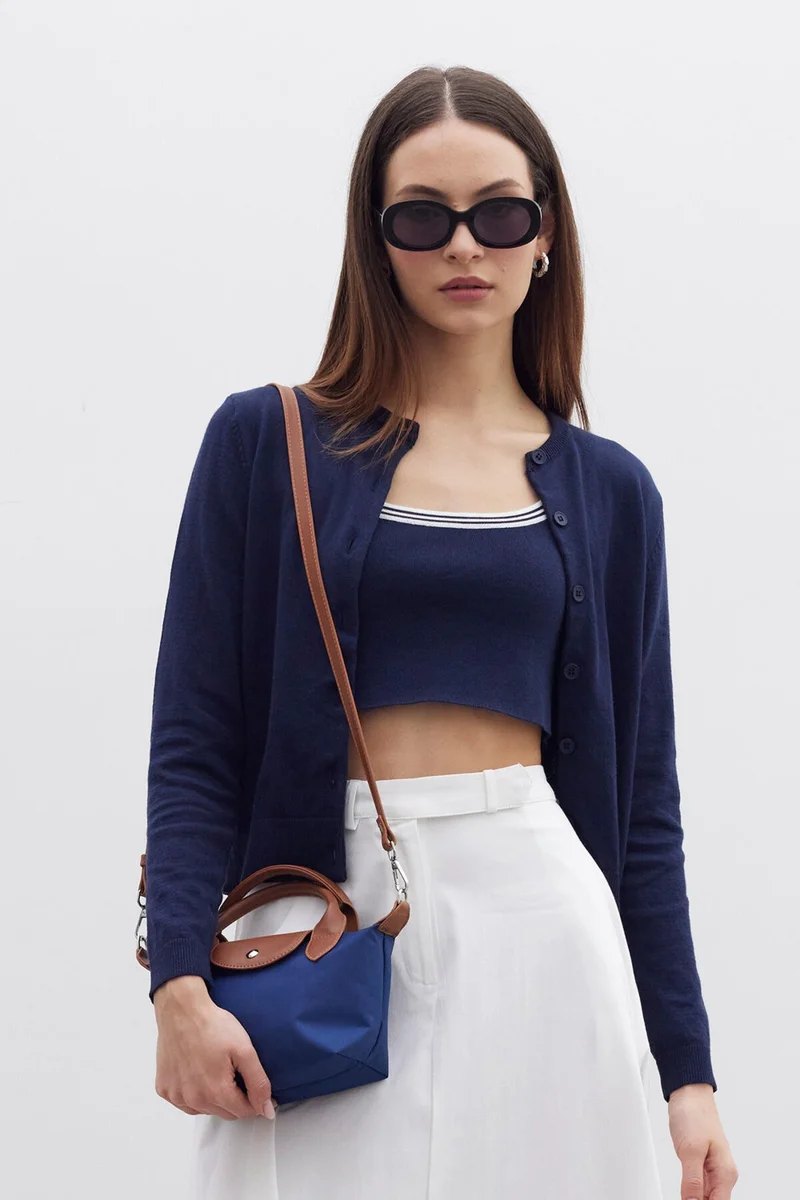 مانوكا Mari Small Shopper Bag Navy Blue