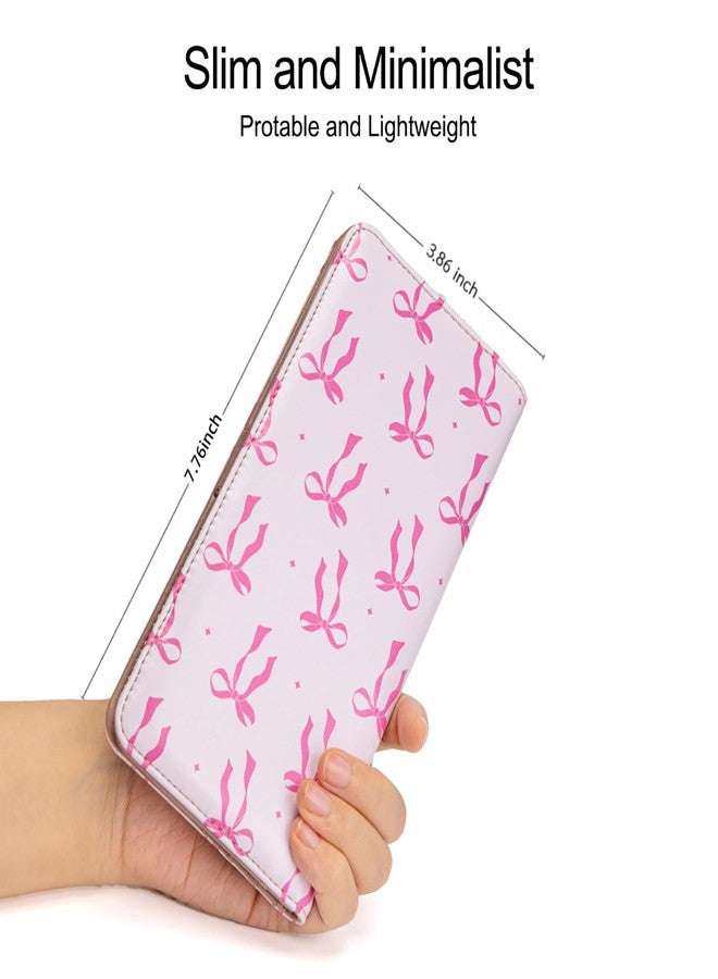 BECEERE Ultra Slim Thin Leather Women Wallet Rfid Blocking Credit Card Holder Bifold Clutch (Pink Bow) - Image 5