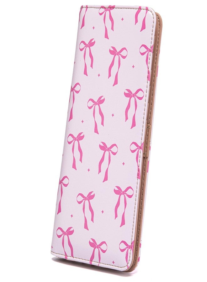 BECEERE Ultra Slim Thin Leather Women Wallet Rfid Blocking Credit Card Holder Bifold Clutch (Pink Bow) - Image 1