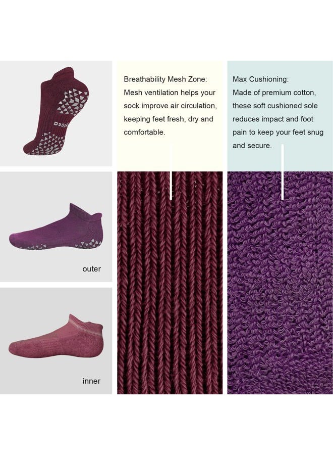 Hylaea Unisex Non Slip Socks with Grip for Yoga, Hospital, Pilates, Barre | Ankle, Cushioned - Image 3