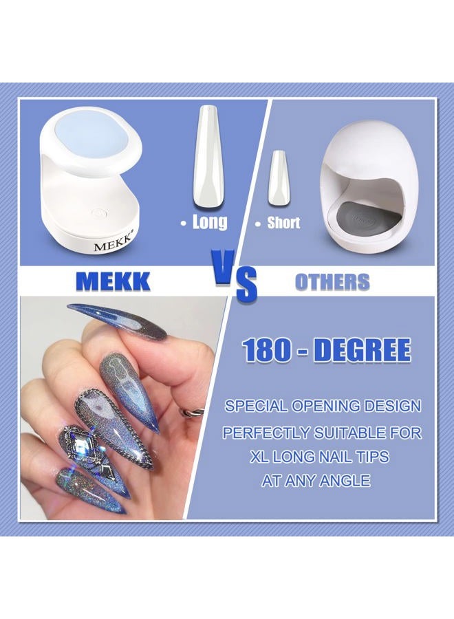 MEKK Mini UV Light for Gel Nails,16W Single Finger UV LED Nail Lamp,Portable Small Professional Flash Cure Lamp,Compact Design for Home and Salon -Blue - Image 2