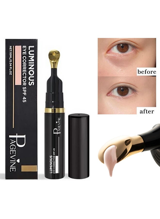 PAGE VINE Luminous Eye Corrector SPF 45 – Hydrating Under Eye Concealer & Brightener for Dark Circles, Blemishes & Spots, Radiant Finish Lightweight Eye Makeup (# 02) - Image 1