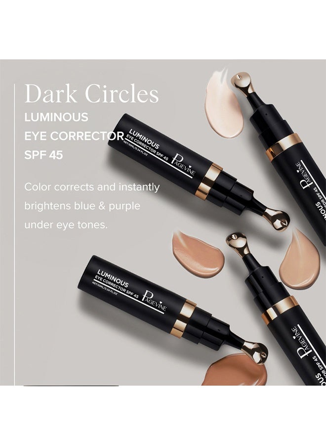 PAGE VINE Luminous Eye Corrector SPF 45 – Hydrating Under Eye Concealer & Brightener for Dark Circles, Blemishes & Spots, Radiant Finish Lightweight Eye Makeup (# 02) - Image 5