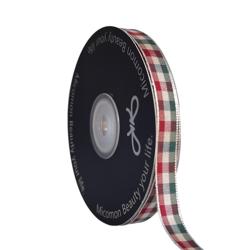 Micomon Gingham Ribbon Red Green Checkered Christmas Ribbon 25 Yards Each Roll 100 Polyester 38