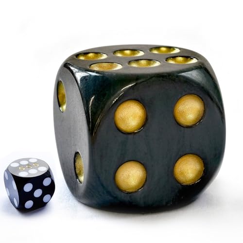 BESCON Solid Acrylic Jumbo DND Dice 40MM Pearl Black D6 Big Playing Dice - Image 5