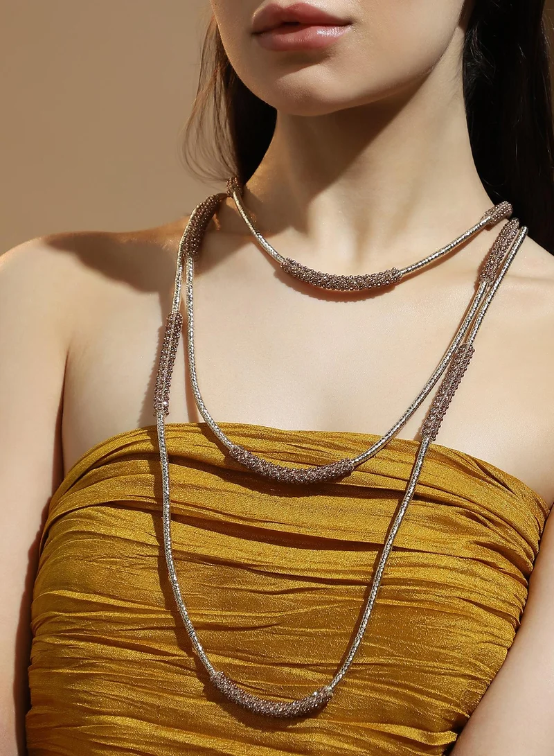 SOHI SOHI Women's The Bling-Block Multi-Layer Necklace For Evening Wear | Antique  Colour | Alloy Material | Lobster Clasp Closure | Artificial Stone Necklace | Multi-Layer Necklace For Women & Girls