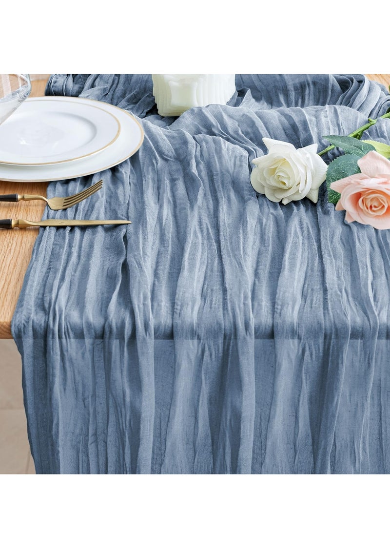 Generic 1pc Bohemian Cheese Cloth Tablecloth or Table Runner – Soft Woven Polyester, Flowing Drape Design – Rustic Boho Style for Wedding, Birthday, Bridal Shower, Holiday, Romantic Table Setting – Reusable, Washable, Durable Decor  - Image 1
