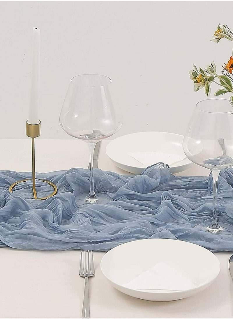 1pc Bohemian Cheese Cloth Tablecloth or Table Runner – Soft Woven Polyester, Flowing Drape Design – Rustic Boho Style for Wedding, Birthday, Bridal Shower, Holiday, Romantic Table Setting – Reusable, Washable, Durable Decor