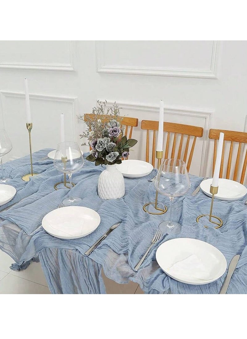 1pc Bohemian Cheese Cloth Tablecloth or Table Runner – Soft Woven Polyester, Flowing Drape Design – Rustic Boho Style for Wedding, Birthday, Bridal Shower, Holiday, Romantic Table Setting – Reusable, Washable, Durable Decor