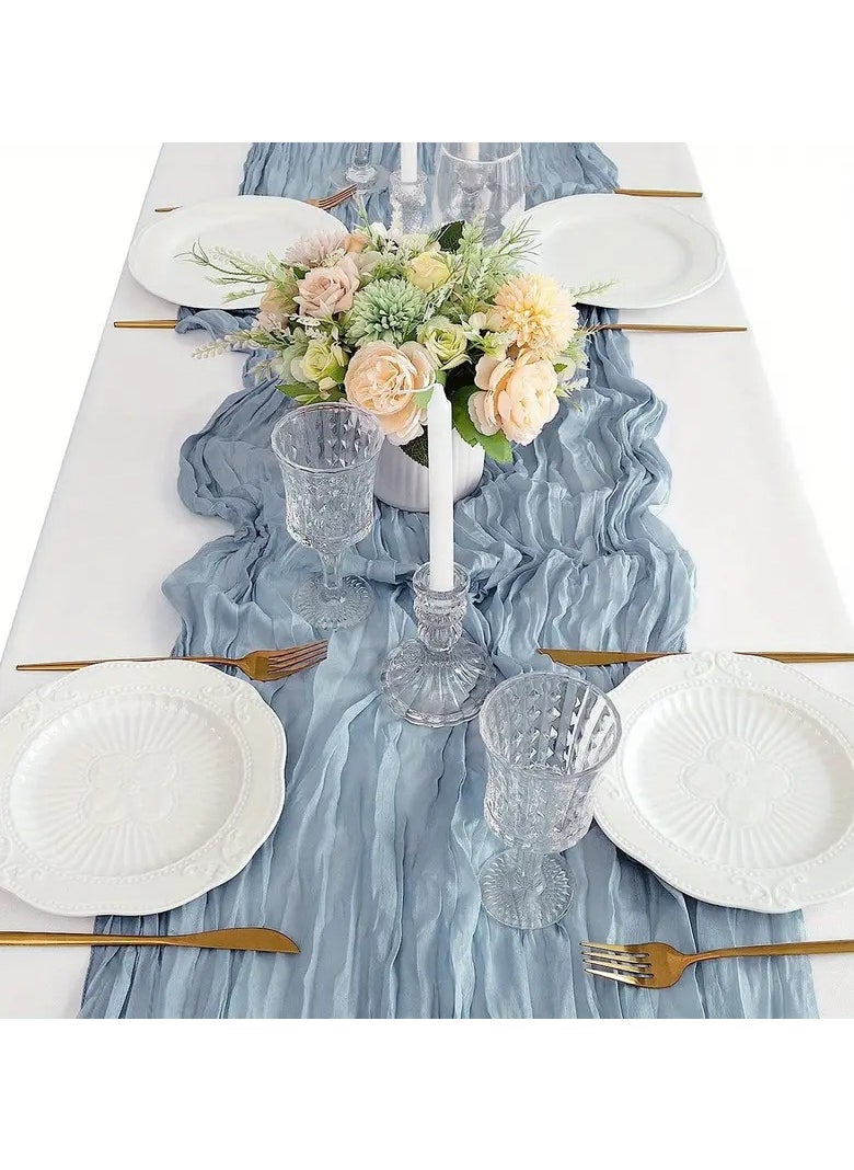 Generic 1pc Bohemian Cheese Cloth Tablecloth or Table Runner – Soft Woven Polyester, Flowing Drape Design – Rustic Boho Style for Wedding, Birthday, Bridal Shower, Holiday, Romantic Table Setting – Reusable, Washable, Durable Decor  - Image 2