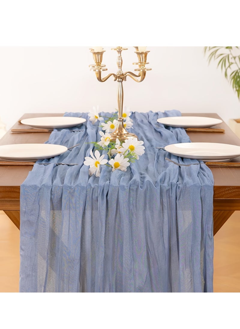 Generic 1pc Bohemian Cheese Cloth Tablecloth or Table Runner – Soft Woven Polyester, Flowing Drape Design – Rustic Boho Style for Wedding, Birthday, Bridal Shower, Holiday, Romantic Table Setting – Reusable, Washable, Durable Decor  - Image 5