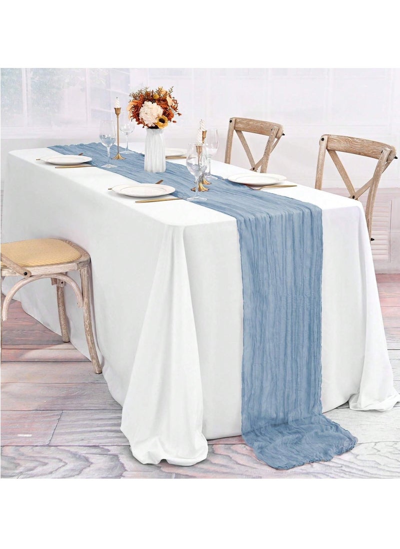 Generic 1pc Bohemian Cheese Cloth Tablecloth or Table Runner – Soft Woven Polyester, Flowing Drape Design – Rustic Boho Style for Wedding, Birthday, Bridal Shower, Holiday, Romantic Table Setting – Reusable, Washable, Durable Decor  - Image 4