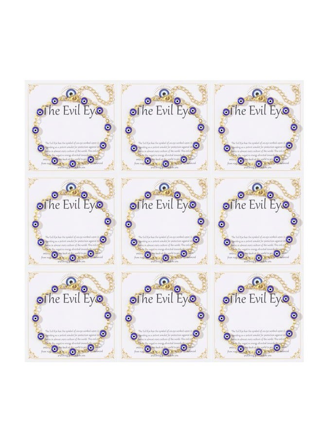 MOZAKA 9pcs Evil Eye Bracelet for Women - 18K Gold Plated Multicolored Evil Eye Bracelets Protection Bracelet Ojo Turco Amulet Lucky Jewelry Gifts with Meaning Card, Large, Stainless Steel, no - Image 1