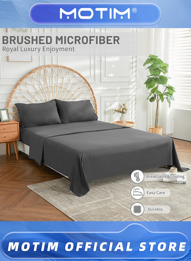 Motim 5 Star Luxury Hotel Quality 4 Piece Queen-Size Sheet Set Bedsheet Set & Pillowcases (Grey) - Image 5