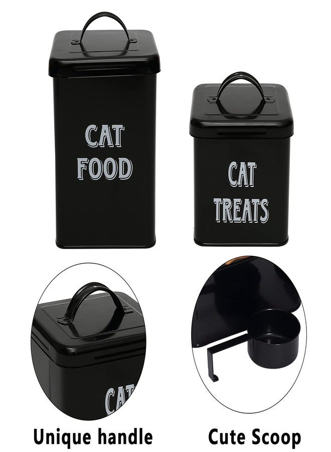 Morezi Cat Food Storage Container Farmhouse Pet Food Treats holder with Lid and Scoop, Perfect Sturdy Canister Tins for Kitchen Countertop, Shelf, Great Gift for Pet Owners - Cat Food - Black - Image 4