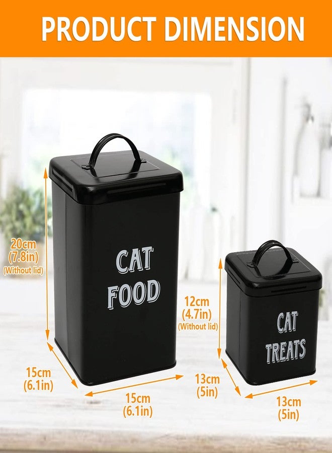 Morezi Cat Food Storage Container Farmhouse Pet Food Treats holder with Lid and Scoop, Perfect Sturdy Canister Tins for Kitchen Countertop, Shelf, Great Gift for Pet Owners - Cat Food - Black - Image 3