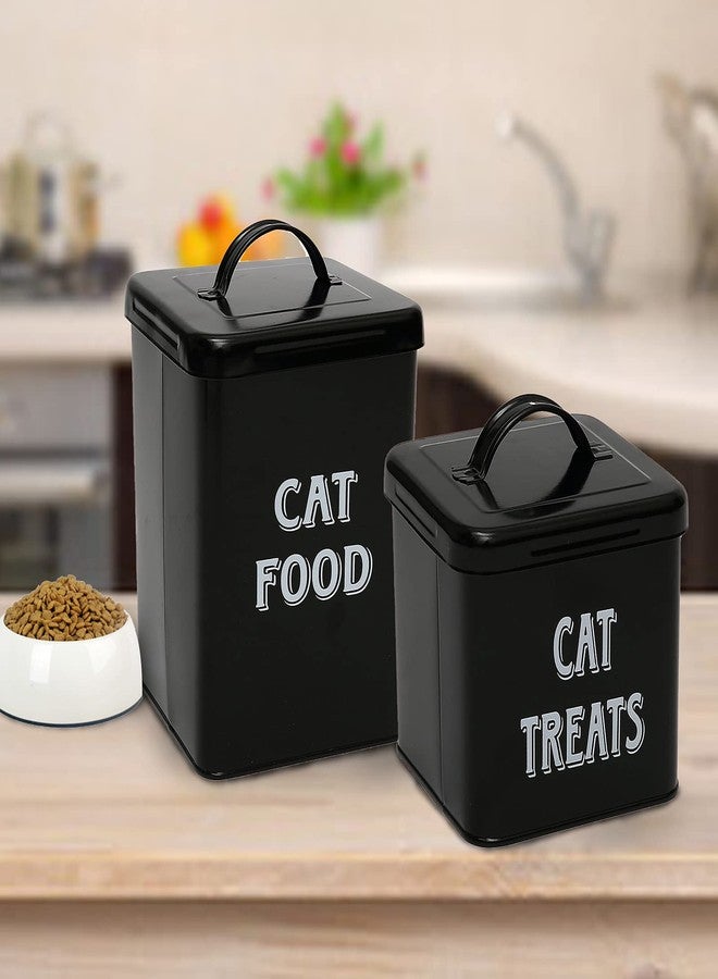 Morezi Cat Food Storage Container Farmhouse Pet Food Treats holder with Lid and Scoop, Perfect Sturdy Canister Tins for Kitchen Countertop, Shelf, Great Gift for Pet Owners - Cat Food - Black - Image 5