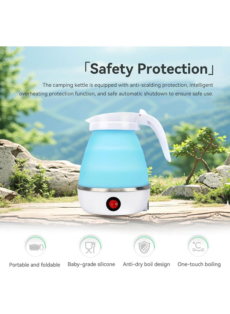600ml Portable Foldable Electric Travel Kettle with Food Grade Silicone Compact Collapsible Design for Camping Outdoor Travel Hotel Office and Everyday Hot Beverage Preparation - Image 4